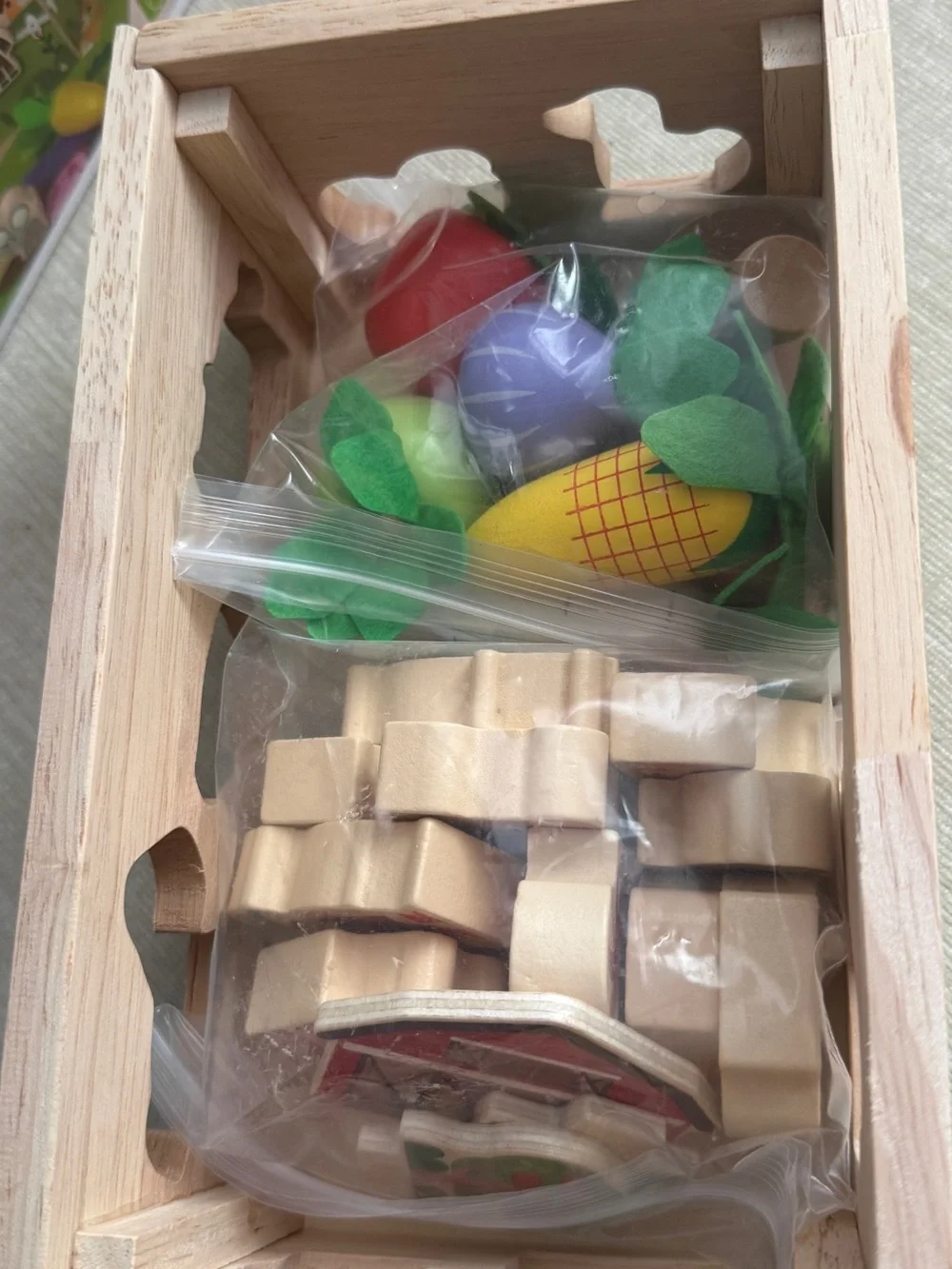 Wooden Farm Vegetable Sorting Toy - Green